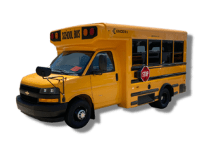 Yellow school bus with stop sign