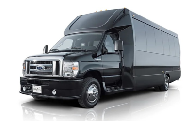 Black Ford E-450 passenger van