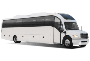 White charter bus on white background.